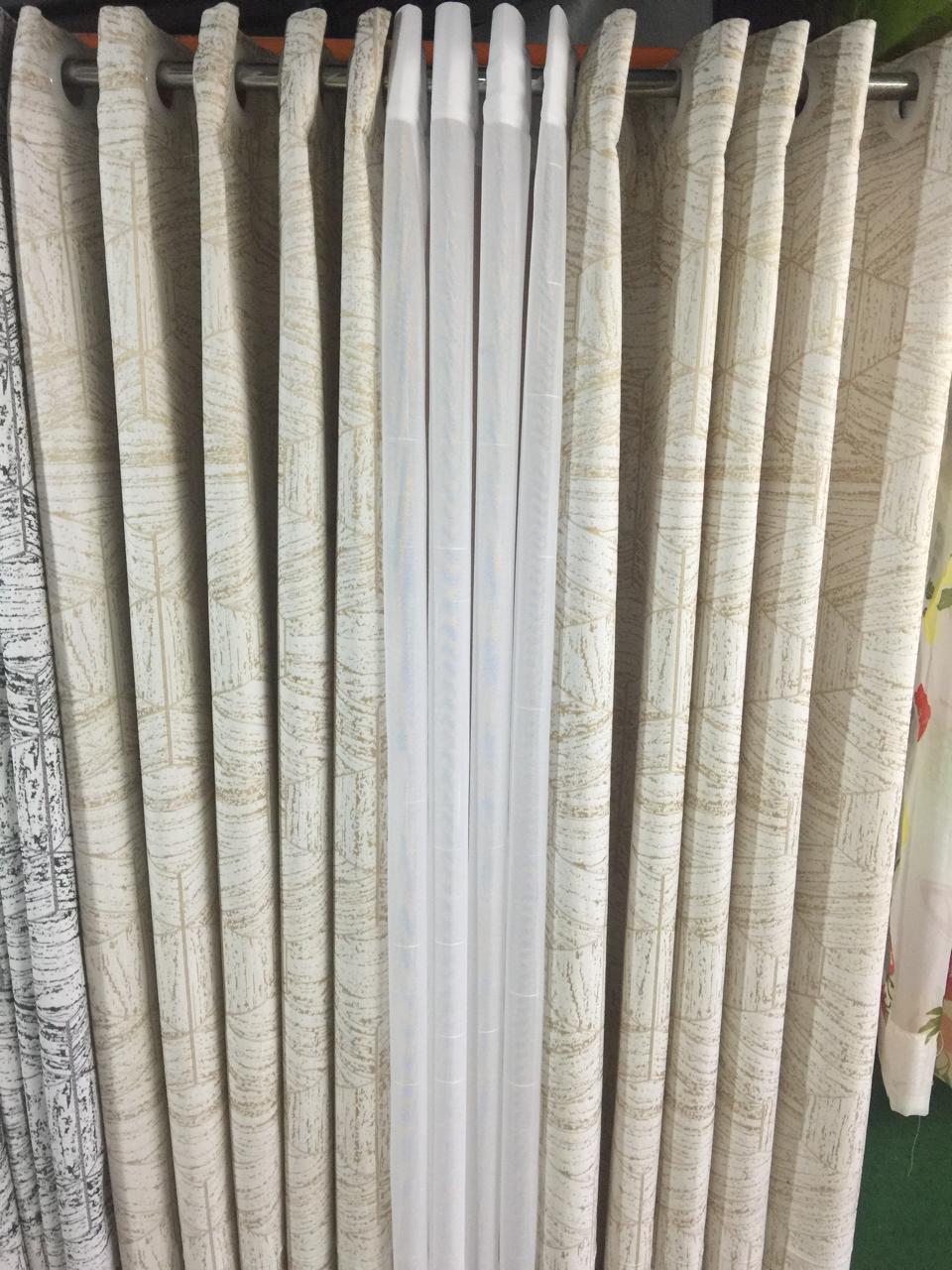 Super Heavy 2pcs curtain (cream with floral patterned design) for window and door with white sheer