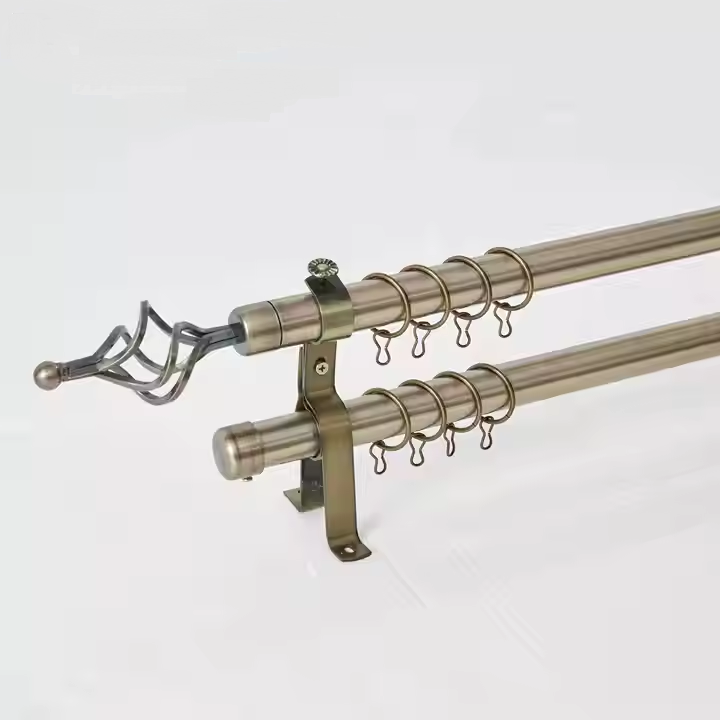 2M Modern Double  Adjustable GOLD Curtain Rod for windows and doors