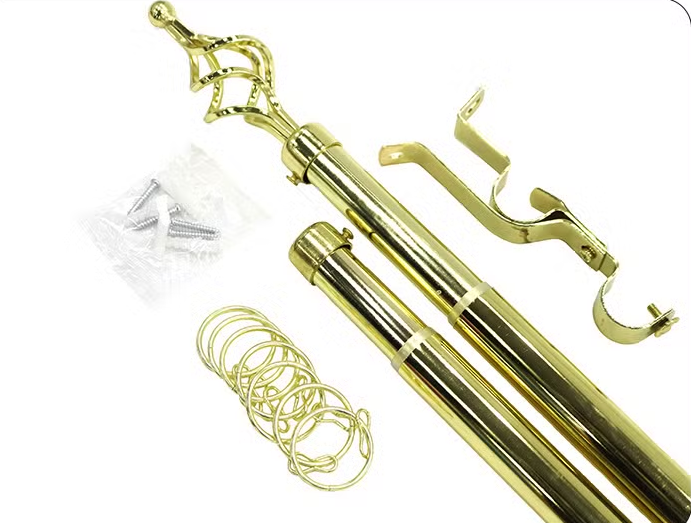 2M Modern Double  Adjustable GOLD Curtain Rod for windows and doors