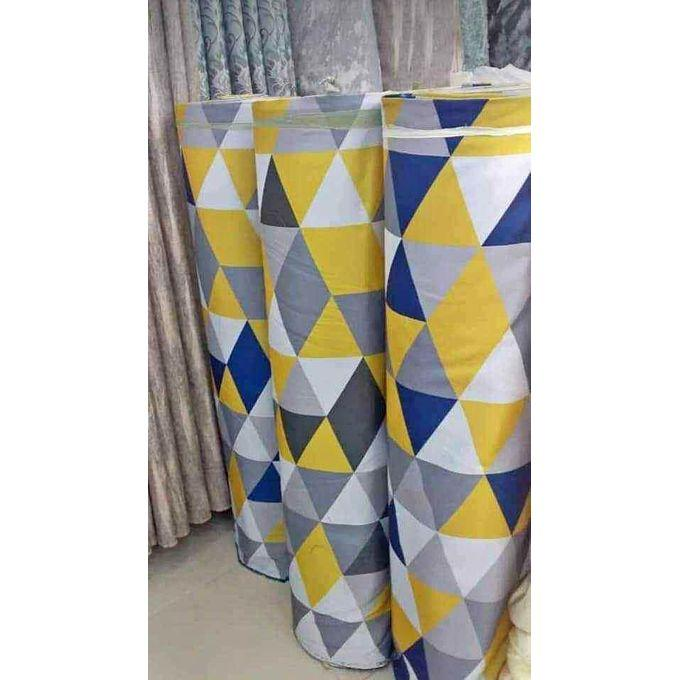 2pcs Heavy Grey Yellow White Patterned curtain [1.5M+1.5M] Plus 1pc White Sheer [2M]. Unique Blackout Design Featuring Eyelet Headers for Curtains and Transparent Sheer Featuring Rod Pocket Design