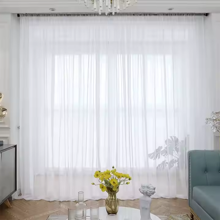 New Arrival Sheer for Window 300CMX225CM (Wall-to-Wall Design with Rod Pocket Header) 42 GSM (Grams per Square Meter) 100% Polyester