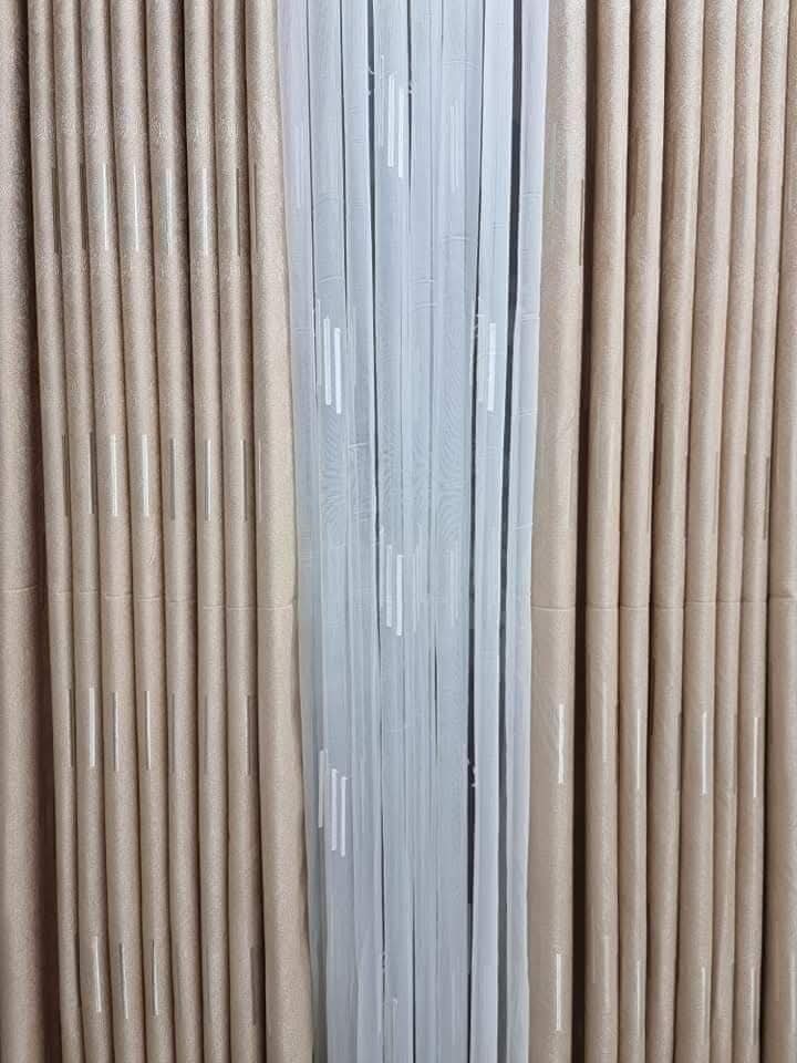 2Pcs Blackout Curtain with Eyelet Header with 1Pc white HEAVY Sheer with Eyelet header Design