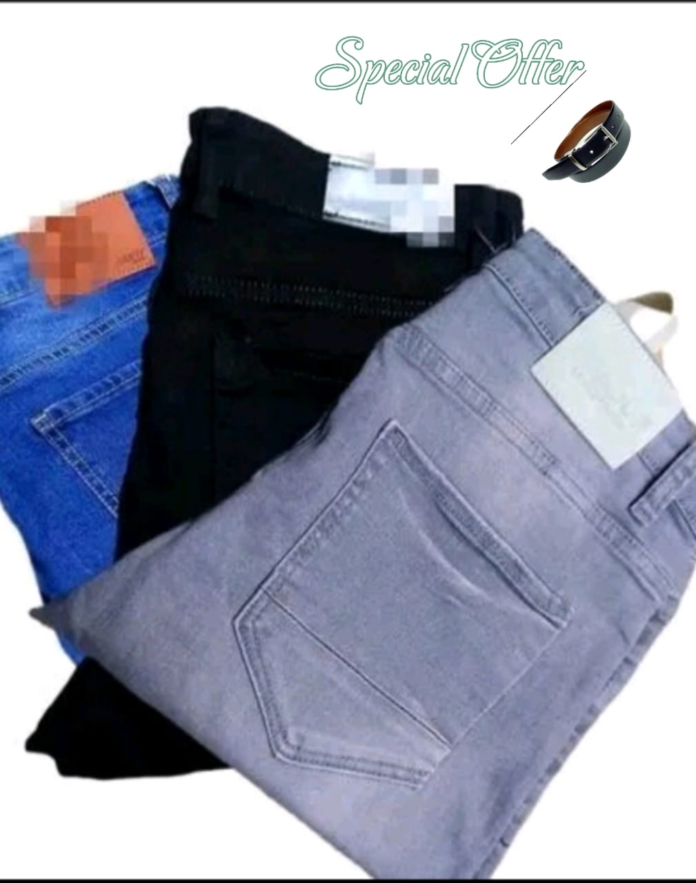 Fashion Comfortable Slim Fit Jeans For Men - 3 Pack WITH A FREE BELT.Slim fit jeans Men's Jeans Trouser Stylish Pocketed. Uppermost superiority great look. Straight Fit men’s Jeans. Very comfortable t