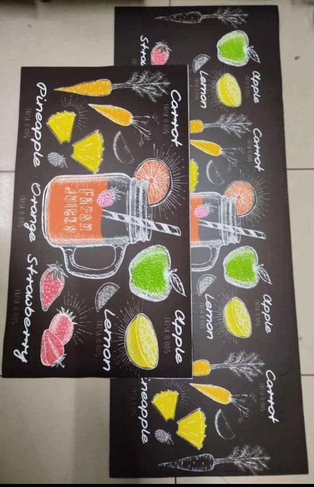 2 PC KITCHEN MATS RUBBER BOTTOM  This kitchen mat is a stylish and practical addition to any home. Its durable material provides comfort while standing, making it perfect for your kitchen, laundry roo