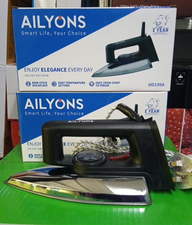 Dry Iron Box  Non-Stick dry Iron to quickly and efficiently eliminate wrinkles giving your clothes a crisp, polished look. Iron all kinds of fabrics using the adjustable heat control,