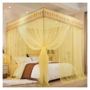 4 Stand Mosquito Net With Metallic Stand- Cream- 4*6, 5*6, 6*6 Feets