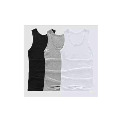 100% Cotton Mens Fitted Vest (3Pcs) - Colours Grey,white and black 3pc in 1 Set