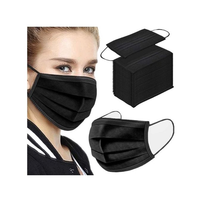 Disposable Protective Face Mask 3ply 50pcs Pack-Black