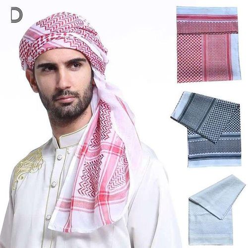 Red Arafat Unisex Head Wrap/Scarf/Shawl - Arab Keffiyeh Shemagh Desert Palestine Unisex Traditional Middle Eastern Saudi Arabian Costume Palestinian Headscarf Veil Tassel