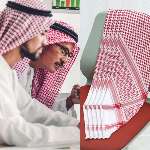 Red Arafat Unisex Head Wrap/Scarf/Shawl - Arab Keffiyeh Shemagh Desert Palestine Unisex Traditional Middle Eastern Saudi Arabian Costume Palestinian Headscarf Veil Tassel