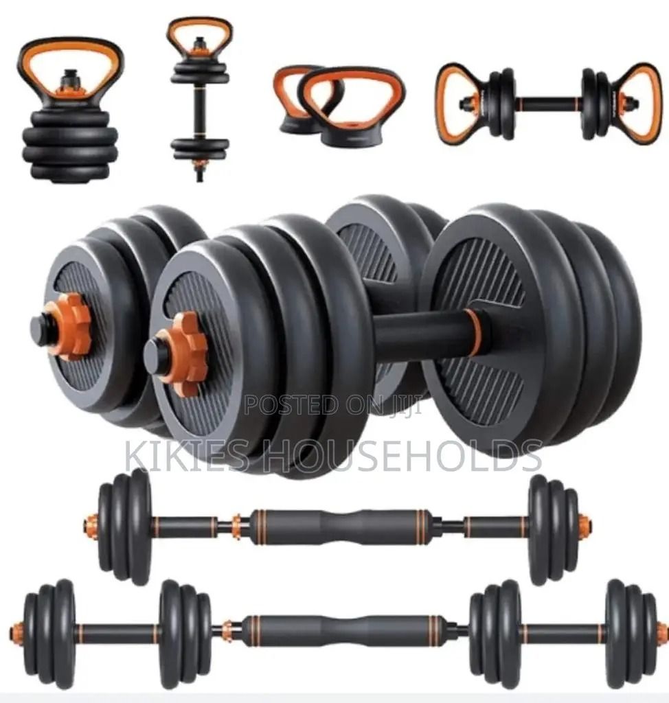 Adjustable 30kg Dumbbell and Kettlebell Set With Barbell