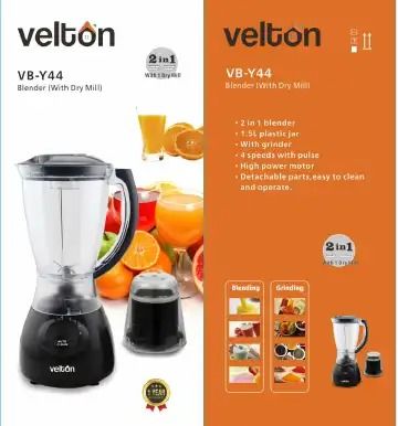 Vitron VB-Y44, 1.5L 2 In 1 Countertop Blender with Grinding Machine and Coffee Mill Fruit  Juicer with Powerful 4 Speed Motor VB-Y44