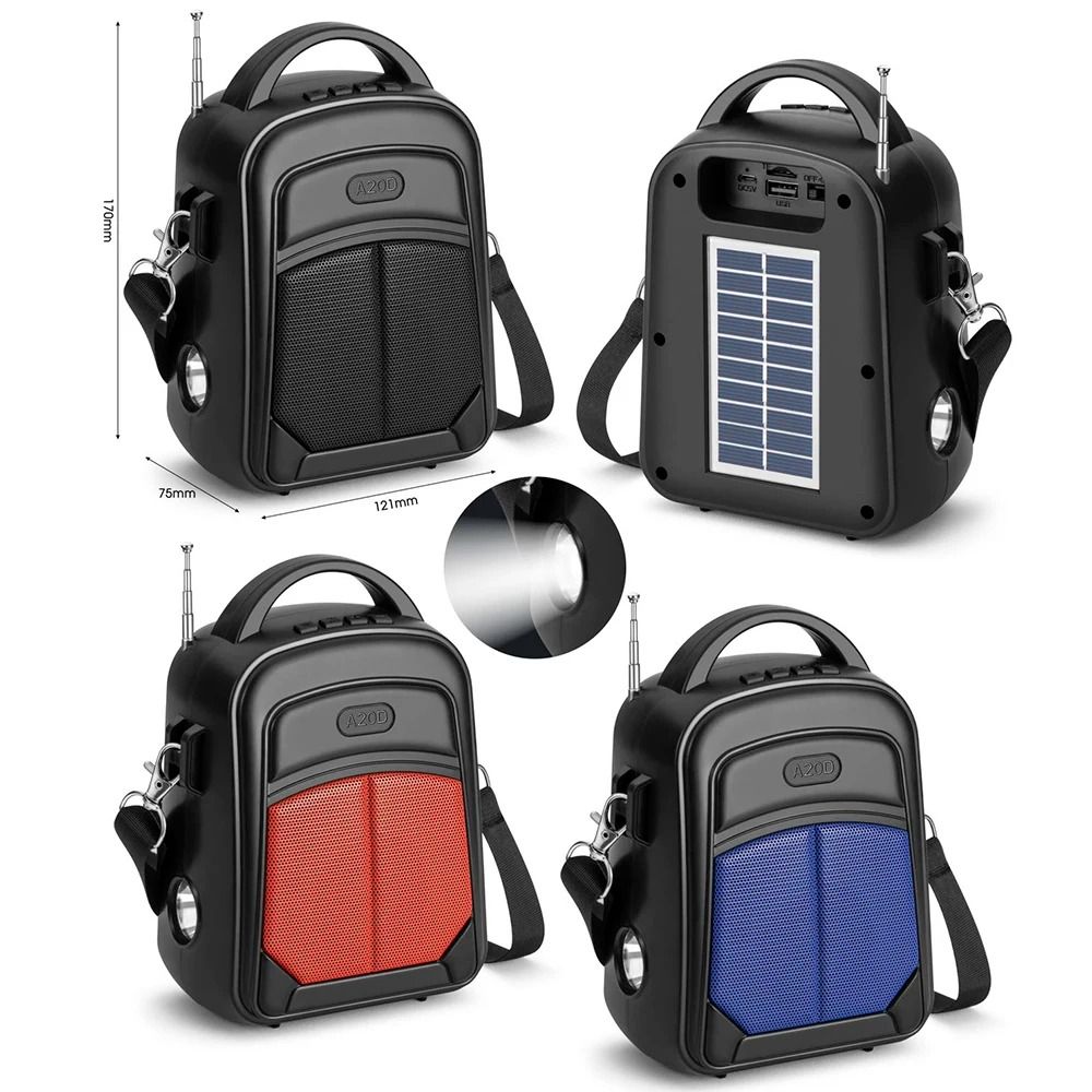 YG-20T Wireless Bt Stereo Bass Solar Charging Solar Speaker with FM Radio Portable Travel Outdoor Woofer Active TWS HIFI Music Speaker