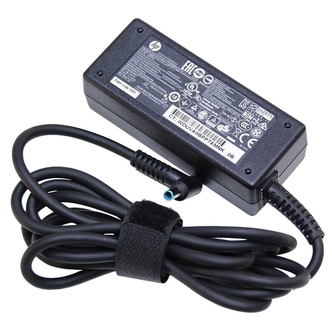 HP blue pin laptop charging adapter 19.5V- 2.31 A  It has overvoltage protection, overcurrent protection, and thermal management to protect both the charger and your laptop