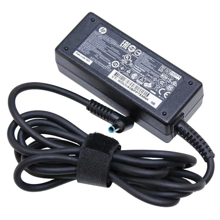 HP blue pin laptop charging adapter 19.5V- 2.31 A  It has overvoltage protection, overcurrent protection, and thermal management to protect both the charger and your laptop
