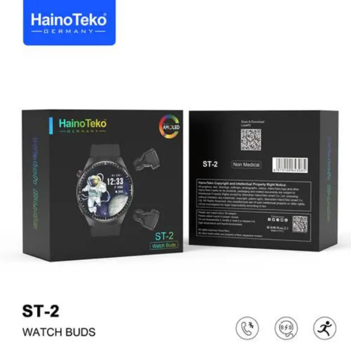 Haino Teko ST2 Smart Watch + Buds Supports BT Calls, Compatible with both iPhone and Android OS, Amoled Screen