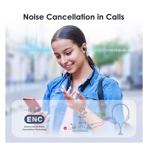 Oraimo Wireless Earphones -Neckband Light Weight  NeckbandEarphones, , Noise Cancellation Technology Active