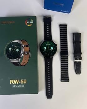 Haino Teko RW50 Smart Watch High Resolution Amolled Screen with 3 straps of leather, silicone and metal