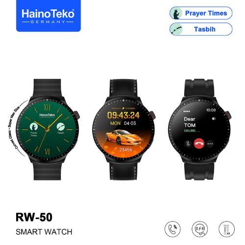 Haino Teko RW50 Smart Watch High Resolution Amolled Screen with 3 straps of leather, silicone and metal