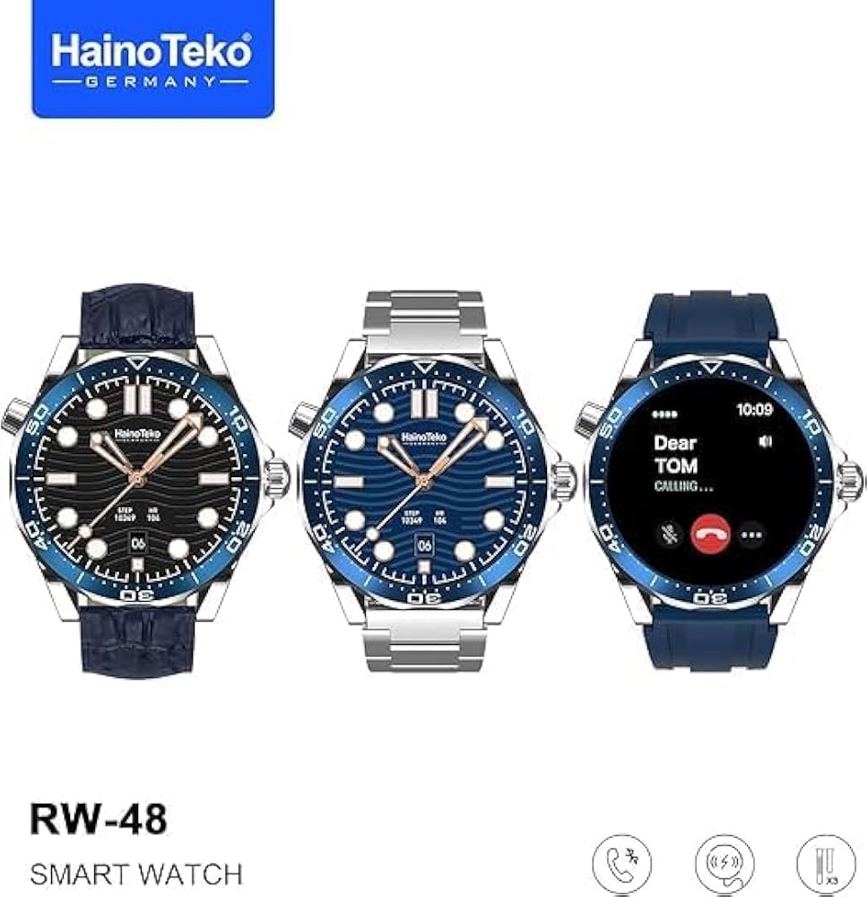 Haino Teko RW48 Smart Watch Amoled Screen Resolution with 3 Straps of leather,metal and silicone