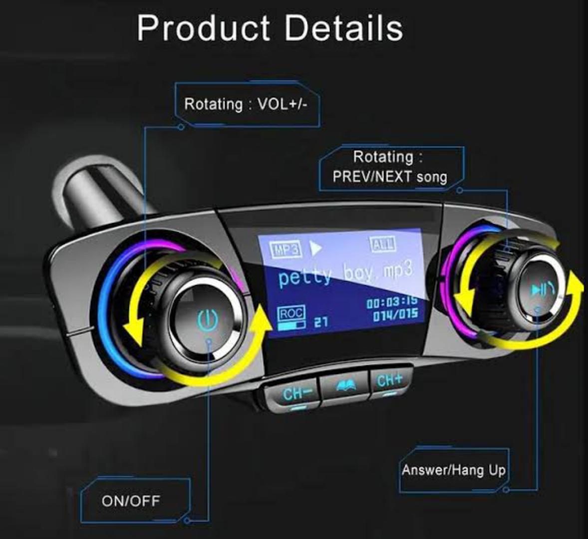 M20 Car Modulator, Bluetooth Dual Usb Car Fm Player 12-24 V