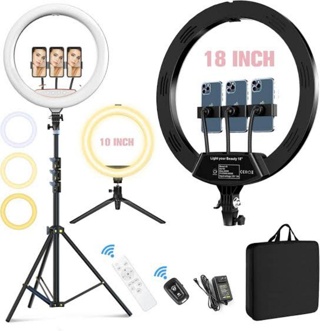 RL-18 Inches Led Soft Ring Light with Adjustable 2M Tripod Stand and 3 Phone Holders