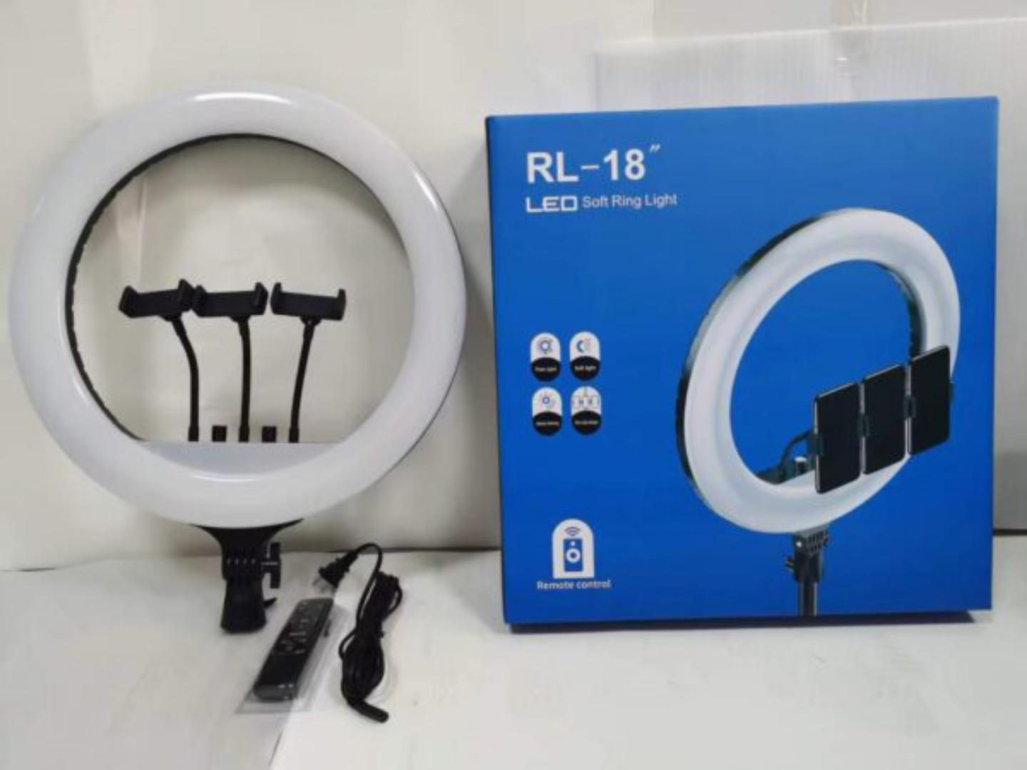 RL-18 Inches Led Soft Ring Light with Adjustable 2M Tripod Stand and 3 Phone Holders