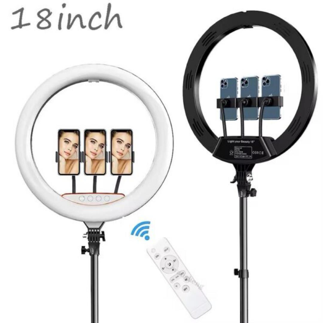 RL-18 Inches Led Soft Ring Light with Adjustable 2M Tripod Stand and 3 Phone Holders