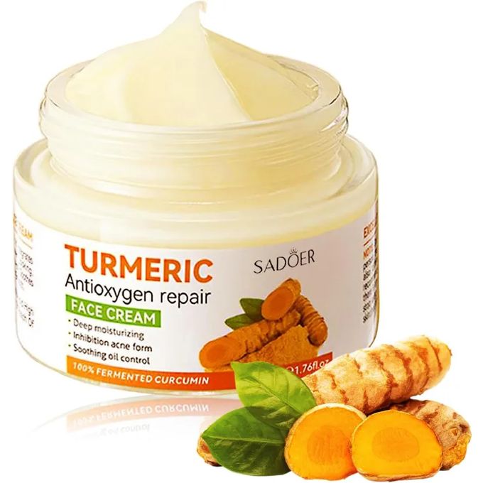 SADOER The Glow Set Kit Tumeric Soap,Vitamin C Brightening Serum and Moisturizing Tumeric Antioxygen Repair Cream