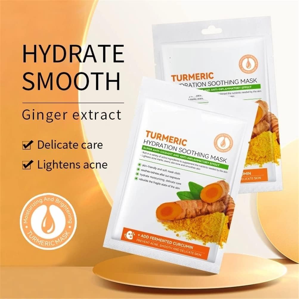 Turmeric Skincare Set For Anti-Aging Glowing Skin,Include Face Cleanser- Turmeric Oil Serum-Toner-Face Cream-Tumeric Soap-3*Sheet Mask For Dark Spot Corrector Remover Anti Aging Firming(Set)