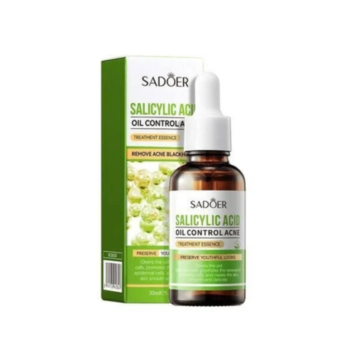 2 Pcs SADOER Salicylic Acid Oil Control Acne Treatment Essence, Anti-Acne Exfoliating Gentle Salicylic Acid Serum, Facial Serum, Promote the Renewal of Epidermal Cells, Delicate Skin