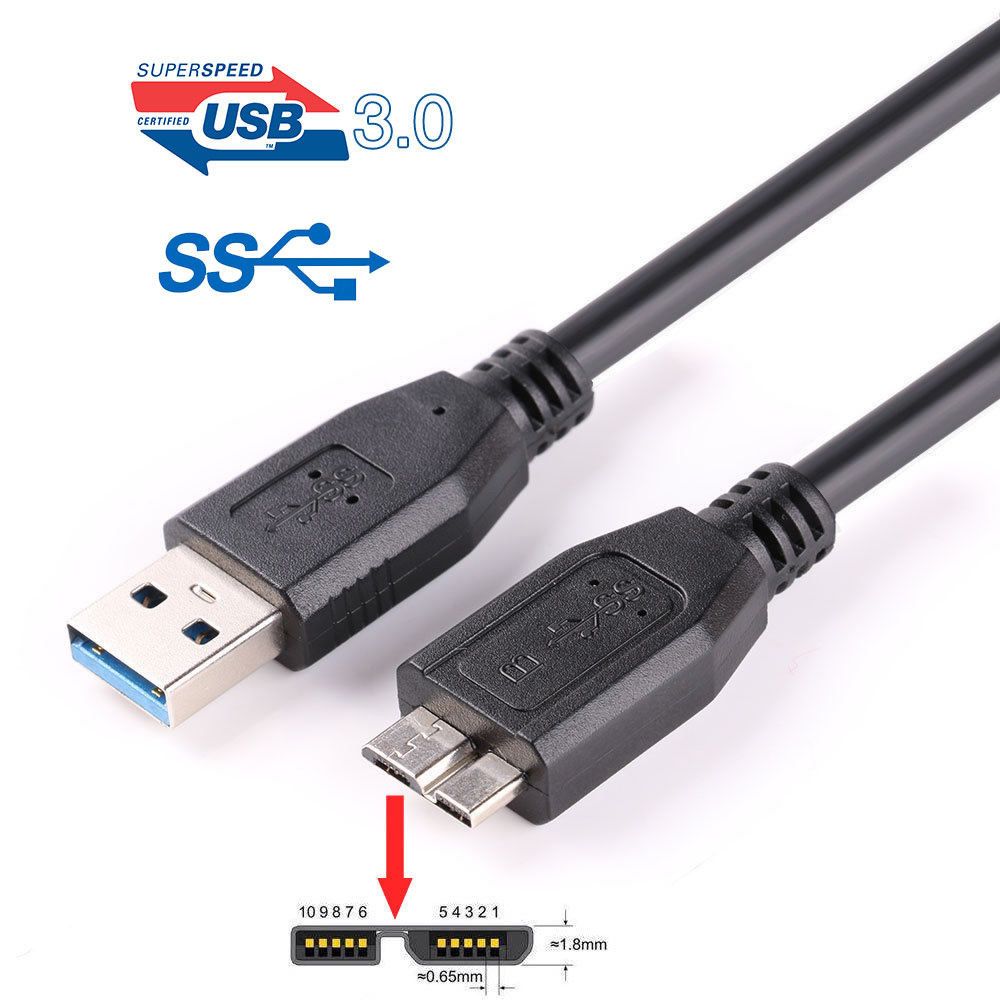 USB 3.0 Micro External HDD Hard Drive Disk Cable BLACK