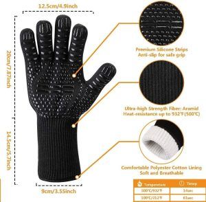 Oven Gloves 500&deg;C Heat Resistant Cut Grill Non-Slip BBQ Cooking Mitts Smoker Barbecue Grilling New