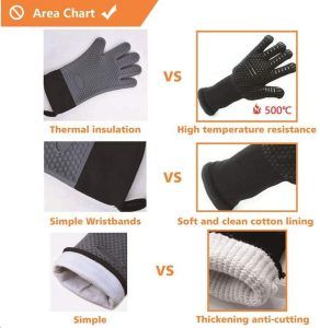 Oven Gloves 500&deg;C Heat Resistant Cut Grill Non-Slip BBQ Cooking Mitts Smoker Barbecue Grilling New