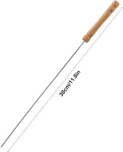 10 pack BBQ Skewers kebab metal stainless steel kabobs wooden handle for Grilling