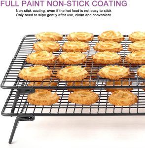 Cooling Rack with Collapsible Folding Legs Cooling Racks for Cooking and Baking Cooling Net Oven Accessories black