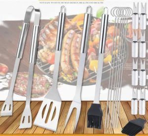 BBQ Kit Barbecue Steel Set Spatula Fork Skewer Grill Accessories Tools Utensils