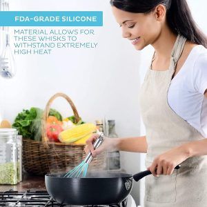 Silicone Whisk Stainless Steel Nonstick Heat Resist metallic