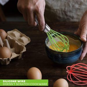 Silicone Whisk Stainless Steel Nonstick Heat Resist metallic