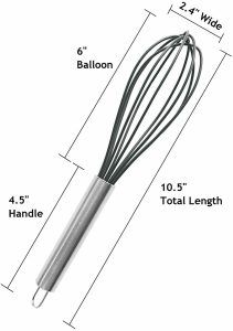 Silicone Whisk Stainless Steel Nonstick Heat Resist metallic