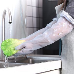 Domestic Rubber Gloves Dishwashing All Purpose Silicon Latex Kitchen Toilet Protective House Home Use Pink Blue