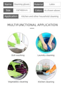 Dishwashing Household Kitchen Toilet Cleaning Rubber Gloves Domestic All-Purpose Rubber Silicon Latex Green/Pink/Yellow