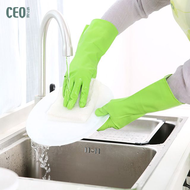 Dishwashing Household Kitchen Toilet Cleaning Rubber Gloves Domestic All-Purpose Rubber Silicon Latex Green/Pink/Yellow