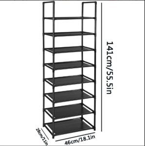 Tall Narrow Shoe Rack 8-Tier Metal Shelf Storage Corner Rack Organizer Display