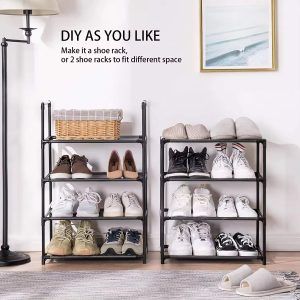 Tall Narrow Shoe Rack 8-Tier Metal Shelf Storage Corner Rack Organizer Display