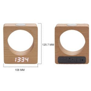 Digital LED Wood Alarm Clock Touch Night Light Table Bedside