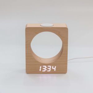 Digital LED Wood Alarm Clock Touch Night Light Table Bedside