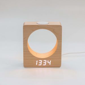 Digital LED Wood Alarm Clock Touch Night Light Table Bedside