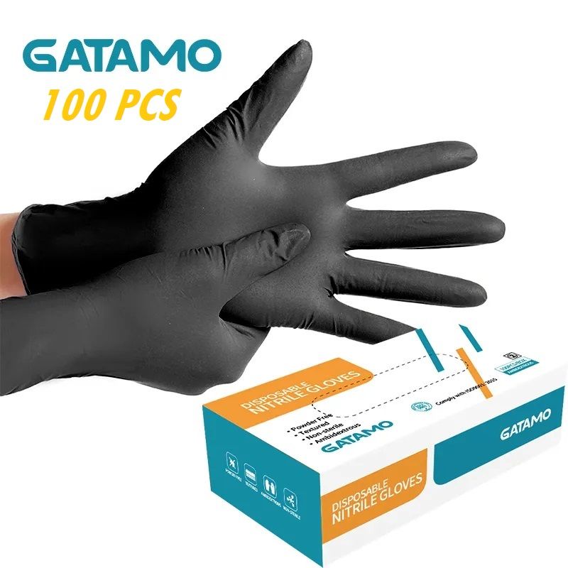 100 Black Nitrile PVC Gloves Latex Rubber Chef Kitchen Cooking Tattoo SMALL / MEDIUM / LARGE