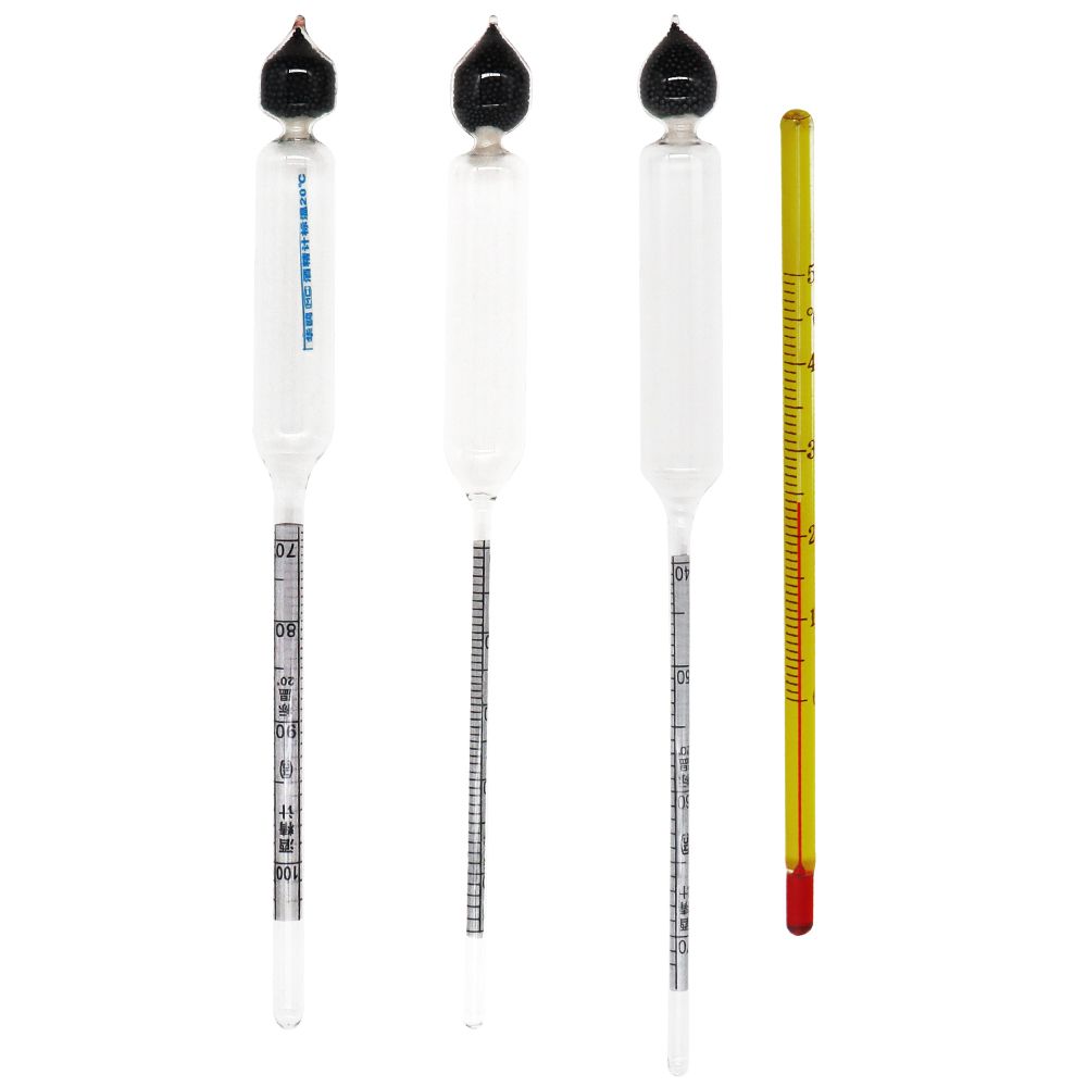 Set of Professional Hydrometer Alcoholmeter – 3pcs Hydrometer Alcoholmeter Set 0 to 100% Alcohol Meter Test + Thermometer for Wine Alcohol Whisky